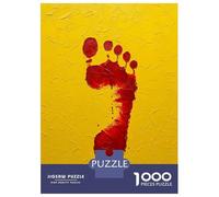 for Adults 1000 Piece Jigsaw Puzzle Red Footprint on Yellow Textured Background Jigsaw for Adults Family Game Improve Memory Christmas Birthday Gifts 52x38cm/1000pcs