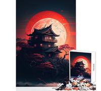 for Adults 1000 Piece Jigsaw Puzzle Red Moon Japan Shared Joyful Home Experience Wonderful Festive (50X75cm)