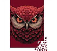for Adults 1000 Piece Jigsaw Puzzle Red Owl Illustration Art Print Adult Jigsaw Fun Games But Fun And Humorous Christmas Birthday Gifts 52x38cm/1000pcs