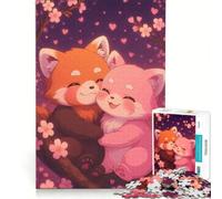 for Adults 1000 Piece Jigsaw Puzzle Red Panda Love in Cherry Blossoms DIY Toys Pattern Assembly Artists' Collection Fine Arts 38x52cm