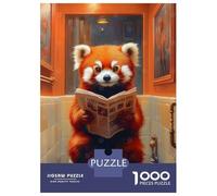 for Adults 1000 Piece Jigsaw Puzzle Red Panda Reading Newspaper Toilet Puzzle for Adults Relaxing Games Birthday Present Unique Birthday And Xmas Gifts 38x26cm/1000pcs