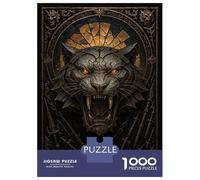 for Adults 1000 Piece Jigsaw Puzzle Roaring Tiger - Gothic Metal Fantasy Beast Jigsaw Puzzle Brain Teaser Game Hand Speed Race Fun Activities at Home 52x38cm/1000pcs