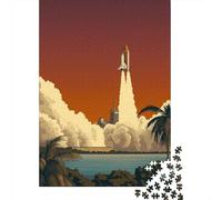 for Adults 1000 Piece Jigsaw Puzzle Rocket Launch Poster Adult Jigsaw Toy Wall Decor Difficult Challenge Fun at Home Activities, 38x26cm/1000pcs