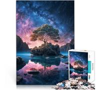 for Adults 1000 Piece Jigsaw Puzzle Rocky Island Tree Made of cardboard for age 14 years and over Challenging game Great gift for gaming。size：26x38cm/10.24x14.96inch