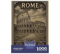 for Adults 1000 Piece Jigsaw Puzzle Rome, Italy Colosseum Vintage Illustration Jigsaw Brain Teaser Game Home Decoration Unique Birthday And Xmas Gifts 70x50cm/1000pcs