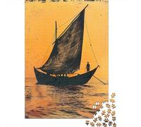 for Adults 1000 Piece Jigsaw Puzzle Sailboat Sunset Silhouette Adult Jigsaw Toy Wall Decor Difficult Challenge Fun at Home Activities, 38x26cm/1000pcs
