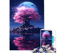 for Adults 1000 Piece Jigsaw Puzzle Sakura Moon Tree Toy Intellectual Game Impossible Game for The Whole for Women Men (Size 75x50cm)