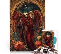 for Adults 1000 Piece Jigsaw Puzzle Santa Muerte with Owl Made of cardboard，for age 14+ Anti-stress educational toy Christmas game Presents for Women。size：38x52cm/14.96x20.47inch