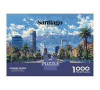 for Adults 1000 Piece Jigsaw Puzzle Santiago, Chile Cityscape Teenager Puzzles Toy Wall Decor Stress Reliever Fun at Home Activities, 70x50cm/1000pcs