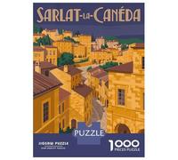 for Adults 1000 Piece Jigsaw Puzzle Sarlat-la-Caneda Cityscape Illustration Jigsaw Puzzle Relax Games Home Decoration Unique Birthday And Xmas Gifts 52x38cm/1000pcs