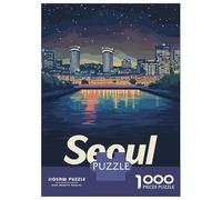 for Adults 1000 Piece Jigsaw Puzzle Seoul Cityscape Night Adult Jigsaw Toy Wall Decor Difficult Challenge Fun at Home Activities, 38x26cm/1000pcs