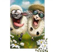 for Adults 1000 Piece Jigsaw Puzzle Sheep in Daisy Field Adult Jigsaw Fun Games But Fun And Humorous Christmas Birthday Gifts 52x38cm/1000pcs