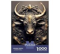 for Adults 1000 Piece Jigsaw Puzzle Shiny Golden Bull Art Deco Puzzle for Adults Relaxing Games Birthday Present Unique Birthday And Xmas Gifts 70x50cm/1000pcs