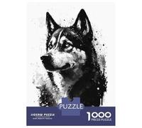 for Adults 1000 Piece Jigsaw Puzzle Siberian Husky Black Ink Puzzle for Adults Relaxing Games Birthday Present Unique Birthday And Xmas Gifts 38x26cm/1000pcs