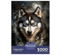 for Adults 1000 Piece Jigsaw Puzzle Siberian Husky Portrait Adult Jigsaw Toy Wall Decor Difficult Challenge Fun at Home Activities, 52x38cm/1000pcs