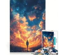 for Adults 1000 Piece Jigsaw Puzzle Silhouette Under Starry Sky Hands-on Game Fun Activities at Home Deal As Gifts for The Whole Family 50x75cm