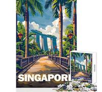 for Adults 1000 Piece Jigsaw Puzzle Singapore Cityscape Brain Teaser Game Learning Educational DIY Toys Unique Birthday And Gifts (26X38cm)