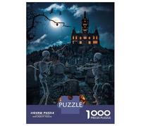 for Adults 1000 Piece Jigsaw Puzzle Skeleton Halloween Party Teenager Puzzles DIY Toys Difficult Challenge Challenging Game Gifts 52x38cm/1000pcs