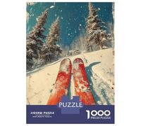 for Adults 1000 Piece Jigsaw Puzzle Ski Vintage Skiing Teenager Puzzles DIY Toys Difficult Challenge Challenging Game Gifts 70x50cm/1000pcs