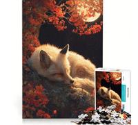 for Adults 1000 Piece Jigsaw Puzzle Sleeping Fox Under Autumn Moon Hands-on Game Fun Activities at Home Deal As Gifts for The Whole Family 38x52cm