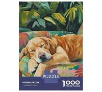 for Adults 1000 Piece Jigsaw Puzzle Sleeping Golden Retriever Teenager Puzzles DIY Toys Difficult Challenge Challenging Game Gifts 52x38cm/1000pcs