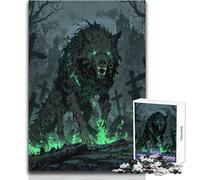 for Adults 1000 Piece Jigsaw Puzzle Spectral Wolf Guardian of The Cursed Cemetery Birthday Present DIY Toys for And 14 Years And over (size 38x26cm)