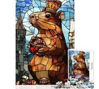 for Adults 1000 Piece Jigsaw Puzzle Stained Glass King Rat Jigsaw 1000 Pieces Impossible Game Great Gifts for Games Precision Cutting (38x26cm)