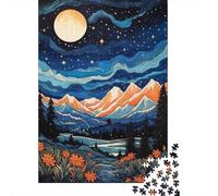 for Adults 1000 Piece Jigsaw Puzzle Starry Night Mountain Landscape -1 Adult Puzzles Hands-on Game Birthday Present Fun at Home Activities, 70x50cm/1000pcs