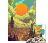 for Adults 1000 Piece Jigsaw Puzzle Sunset in Birmingham UK Jigsaw for Adults Family Game Wall Decoration Fun Activities at Home (Size 50x75cm)