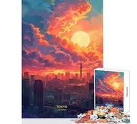 for Adults 1000 Piece Jigsaw Puzzle Sunset in Tokyo Japan Shared Joyful Home Experience Wonderful Festive (38X26cm)