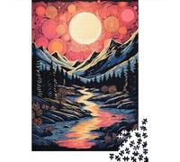 for Adults 1000 Piece Jigsaw Puzzle Sunset Mountain River Landscape Adult Puzzles Hands-on Game Birthday Present Fun at Home Activities, 38x26cm/1000pcs