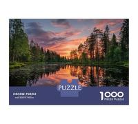 for Adults 1000 Piece Jigsaw Puzzle Sunset Reflection on A Forest Lake Adult Puzzles Hands-on Game Birthday Present Fun at Home Activities, 52x38cm/1000pcs