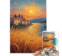 for Adults 1000 Piece Jigsaw Puzzle Sunset Village by The River Puzzles for Adults Relax Games But Fun And Humorous Fun at Home Activities, (Size 50x75cm)