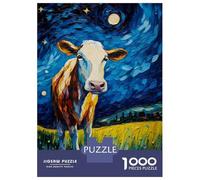 for Adults 1000 Piece Jigsaw Puzzle The Starry Night Cow Jigsaw Puzzle Brain Teaser Game Hand Speed Race Fun Activities at Home 70x50cm/1000pcs