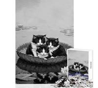 for Adults 1000 Piece Jigsaw Puzzle Three Kittens in A Lily Pad Fun Family Bonding Activity Ideal Festive Choice (50X75cm)