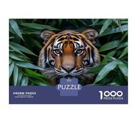 for Adults 1000 Piece Jigsaw Puzzle Tiger Portrait in Lush Green Foliage Jigsaw Puzzle Brain Teaser Game Hand Speed Race Fun Activities at Home 52x38cm/1000pcs