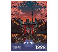 for Adults 1000 Piece Jigsaw Puzzle Tokyo Cityscape with Cherry Blossoms Jigsaw Puzzle Relax Games Home Decoration Unique Birthday And Xmas Gifts 38x26cm/1000pcs