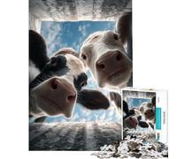 for Adults 1000 Piece Jigsaw Puzzle Two Cows Looking Down Relax Games Learning Educational Toys Art Work Gifts Staycation Kill Time (size 50x75cm)