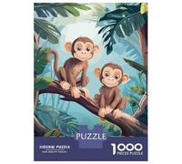 for Adults 1000 Piece Jigsaw Puzzle Two Monkeys in Jungle Adult Puzzles Family Games Difficult Challenge Fun Activities at Home 38x26cm/1000pcs