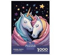 for Adults 1000 Piece Jigsaw Puzzle Two Unicorns Embracing in Starry Night Adult Puzzles Hands-on Game Birthday Present Fun at Home Activities, 52x38cm/1000pcs