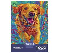 for Adults 1000 Piece Jigsaw Puzzle Vibrant Golden Dog Art Puzzle for Adults Relaxing Games Birthday Present Unique Birthday And Xmas Gifts 52x38cm/1000pcs