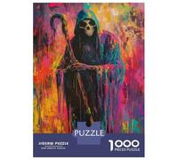 for Adults 1000 Piece Jigsaw Puzzle Vibrant Grim Reaper Jigsaw Puzzle Brain Teaser Game Hand Speed Race Fun Activities at Home 38x26cm/1000pcs