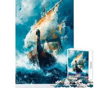 for Adults 1000 Piece Jigsaw Puzzle Vikings Sailing Jigsaw 1000 Pieces Impossible Game Great Gifts for Games Precision Cutting (38x26cm)