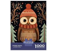 for Adults 1000 Piece Jigsaw Puzzle Vintage Owl Xmas Puzzle for Adults Relaxing Games Birthday Present Unique Birthday And Xmas Gifts 70x50cm/1000pcs