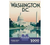 for Adults 1000 Piece Jigsaw Puzzle Washington D.C. Landmark Reflection Art Jigsaw Brain Teaser Game Home Decoration Unique Birthday And Xmas Gifts 70x50cm/1000pcs