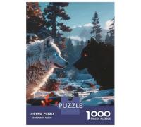 for Adults 1000 Piece Jigsaw Puzzle White And Black Wolves in Winter Adult Puzzles Hands-on Game Birthday Present Fun at Home Activities, 38x26cm/1000pcs