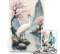 for Adults 1000 Piece Jigsaw Puzzle White Crane with A Red Crown Educational Toy Decompressing Intellectual for Is Ideal As A Gift 38x52cm
