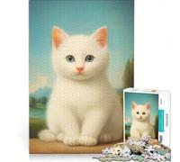 for Adults 1000 Piece Jigsaw Puzzle White Fluffy Kitten Anti-Stress Toys Difficult Hard Wishlist with Santa Claus 50x75cm