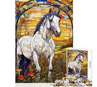 for Adults 1000 Piece Jigsaw Puzzle White Horse Hands-on Game Stress Reliever Home Decoration Toys Improving Love between Couples (38x26cm)