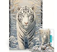 for Adults 1000 Piece Jigsaw Puzzle White Tiger Reign Fun Games Challenging To Complete Improving Love between Couples 38x52cm
